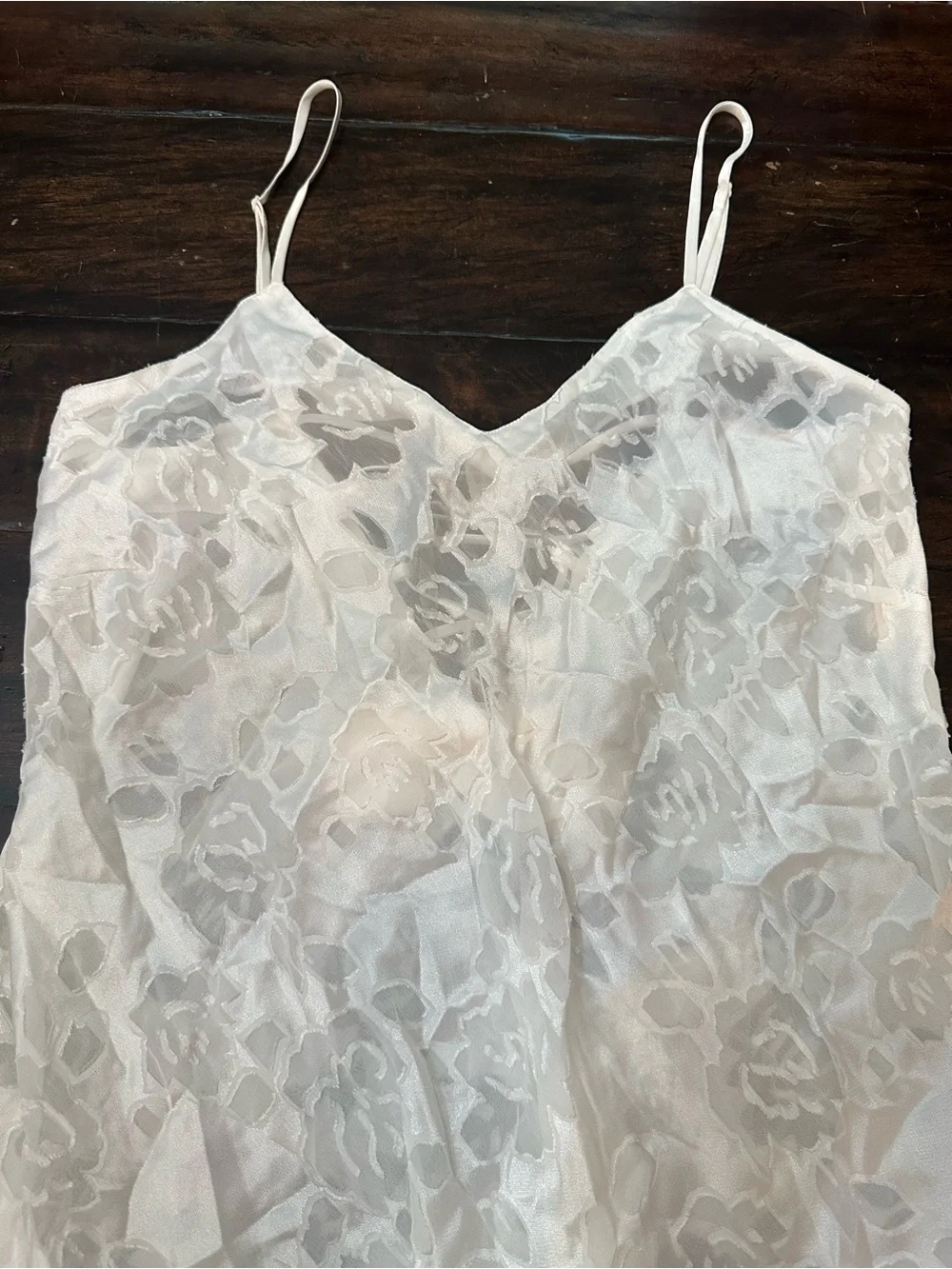 Vintage 90s Victoria’s Secret White Satin Floral Slip Dress 38770